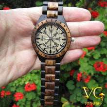 Load image into Gallery viewer, HANDMADE ENGRAVED WOODEN WATCH