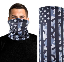 Load image into Gallery viewer, American US Flag Face Bandana Neck Gaiter, Sun UV Dust Protection Reusable Half Mask Scarf Motorcycle Balaclava for Men Women