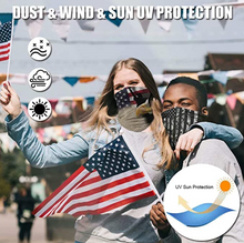Load image into Gallery viewer, American US Flag Face Bandana Neck Gaiter, Sun UV Dust Protection Reusable Half Mask Scarf Motorcycle Balaclava for Men Women