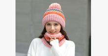 Load image into Gallery viewer, Unisex Winter Fleece Beanie Scarf