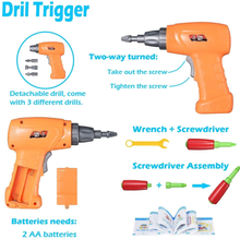 Load image into Gallery viewer, Blocks Game with Toy Drill &amp; Screwdriver Tool Set
