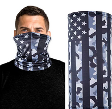 Load image into Gallery viewer, American US Flag Face Bandana Neck Gaiter, Sun UV Dust Protection Reusable Half Mask Scarf Motorcycle Balaclava for Men Women
